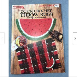 Leisure Arts Quick Crochet Throw Rugs Book Patterns 5 Designs Sue Penrod #1090